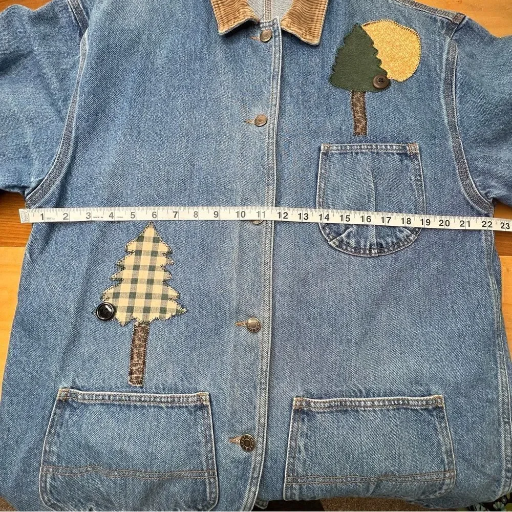 SW Shirt Wurks Hand Appliqué Outdoor Denim Jacket Sz M